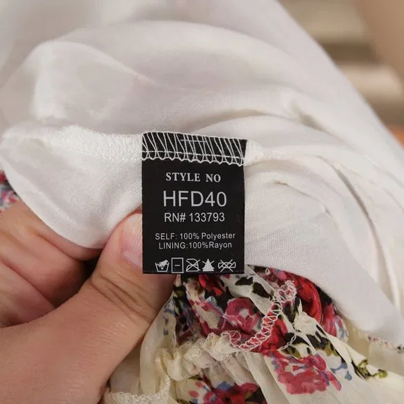 POL Floral Print Tiered Ruffle Trim Hem Mini Dress Large - Picture 5 of 9